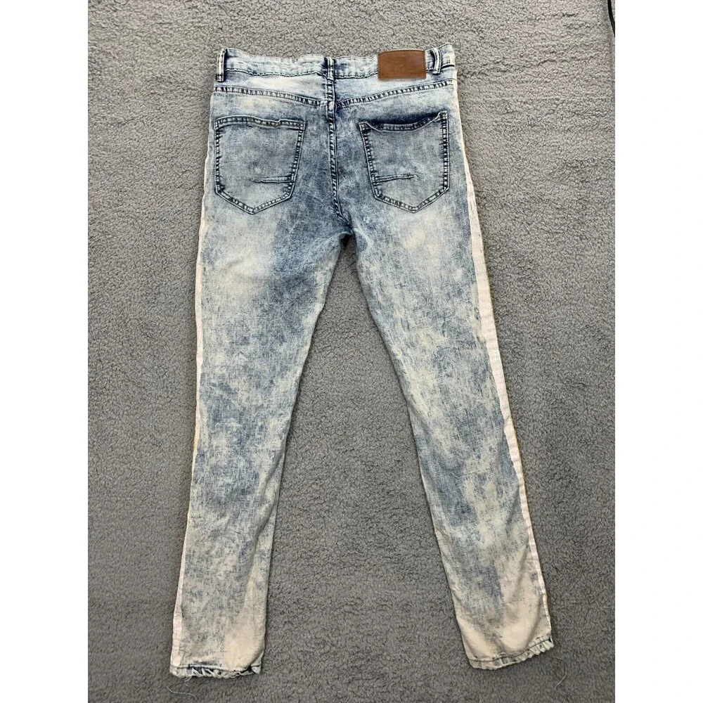 WAIMEA Skinny Fit Painted Seam Wearable Art-to-Wear Emo Grunge Punk Denim Jeans - Picture 4 of 12